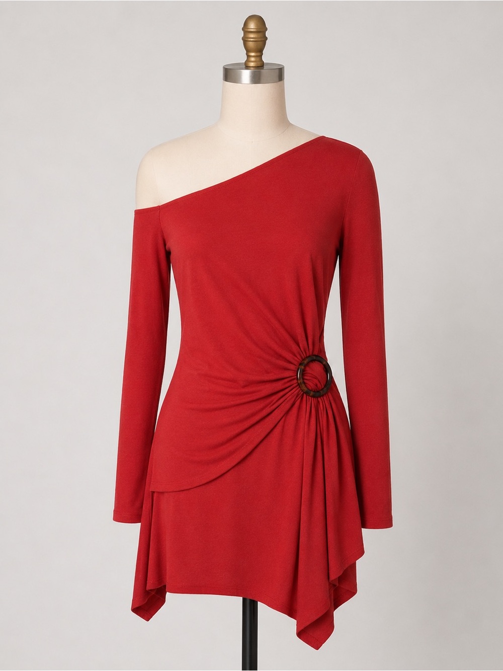 Free People Frankie Ring Detail One Shoulder Mini Dress Red Boho NWT Medium